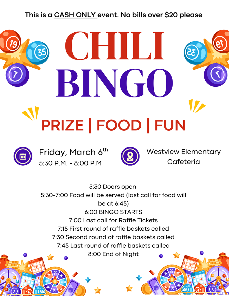 Chili Bingo Flyer with colored bingo balls