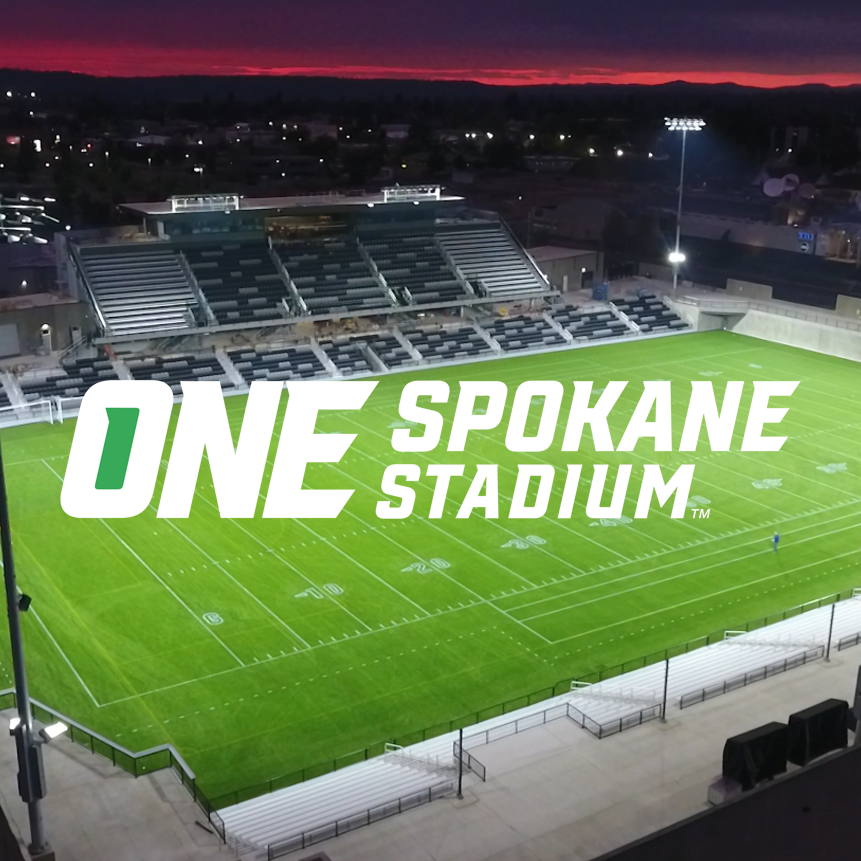 Sunset view of ONE Spokane Stadium