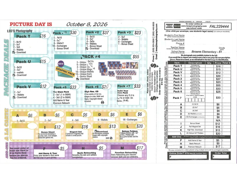 Leo's Picture Day Order Form