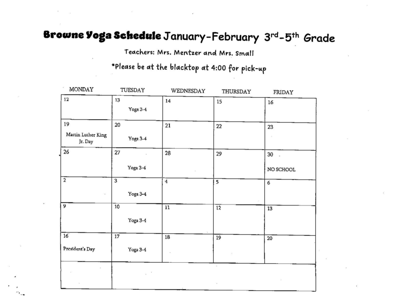 Yoga Schedule