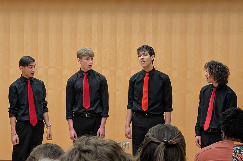Four Ferris High School student sing at a competition.