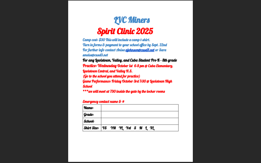 LVC Miners Spirit Clinic 2025
