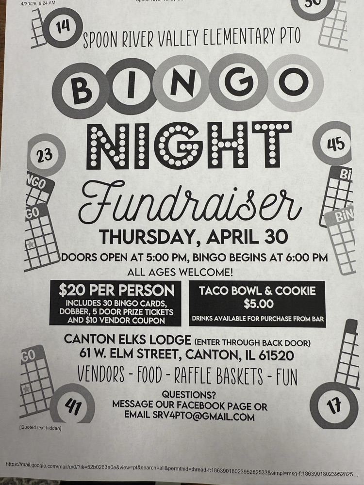 PTO Bingo Tonight!!