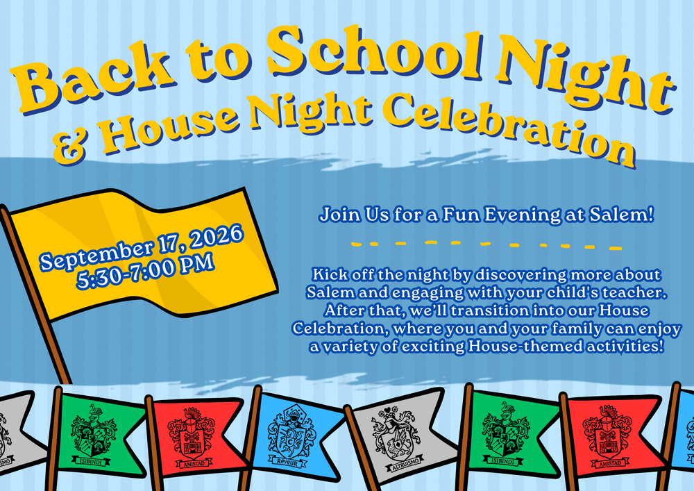 Image shows a flyer for Salem's upcoming event for their Back to School Night and House Night Celebration