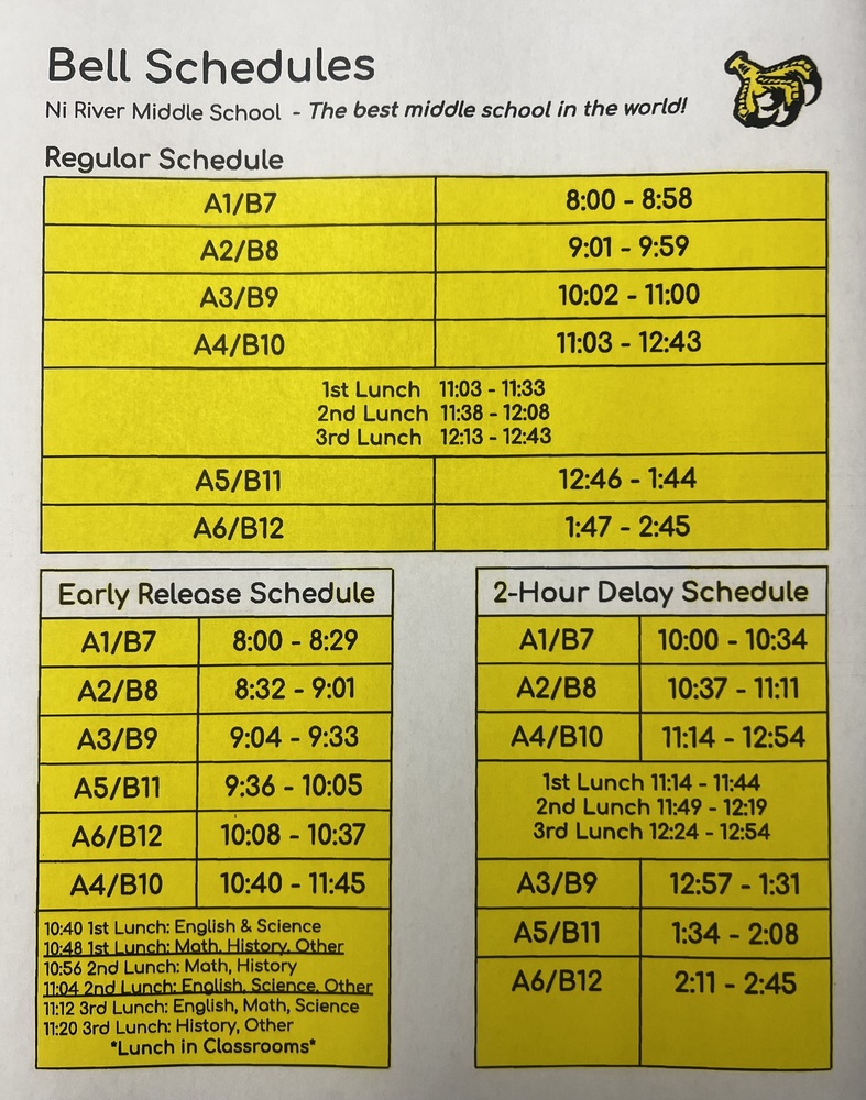 Ni River MS Bell Schedules