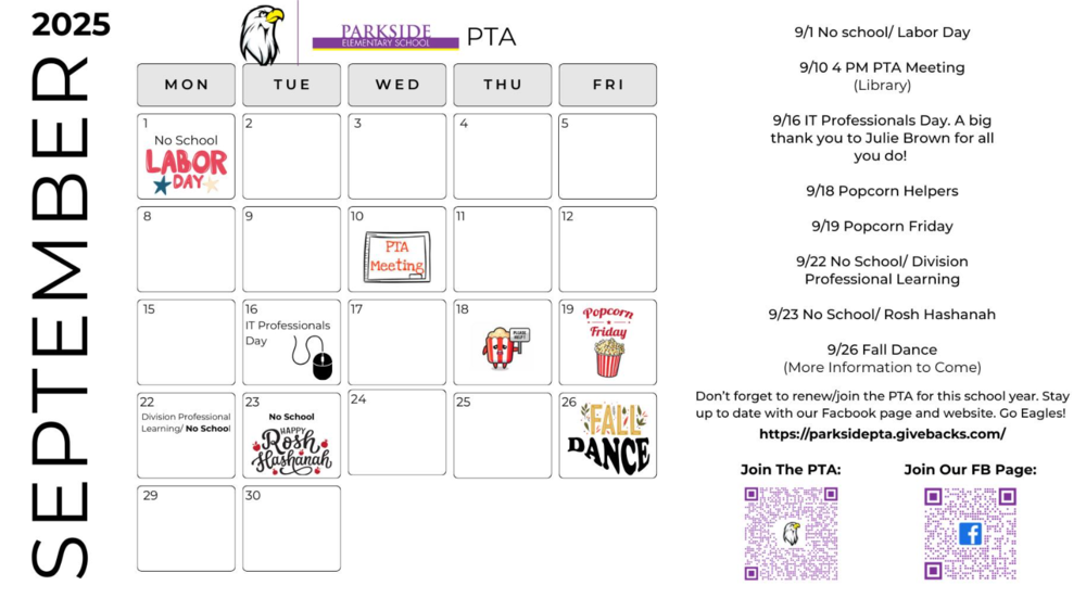 PES PTA - Sept Calendar