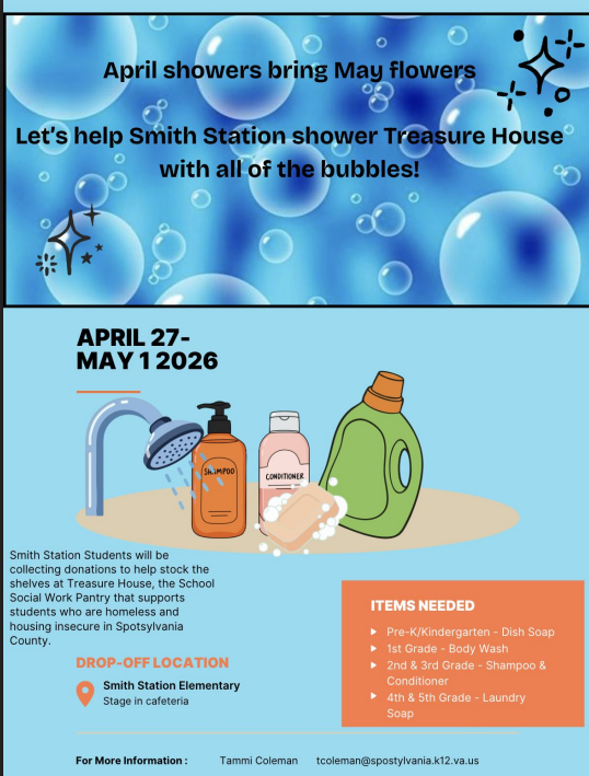 Information about Bubbles Donation Week  During the week of April 270- May 1.  This will help Treasure House help families in our county.