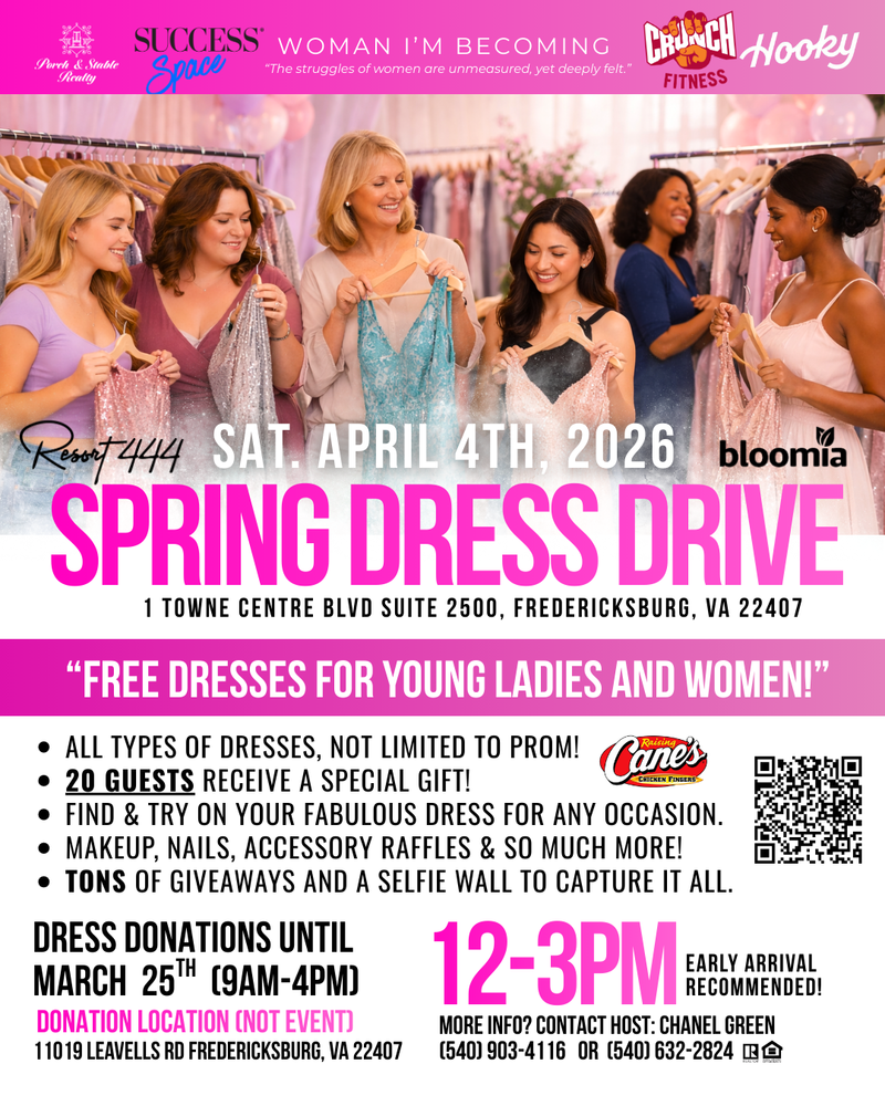Informational flyer for the Spring Dress Drive