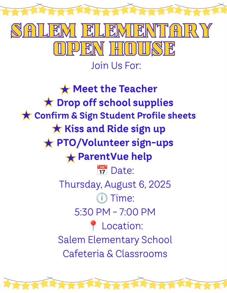 Image of flyer for the upcoming Open House for Salem
