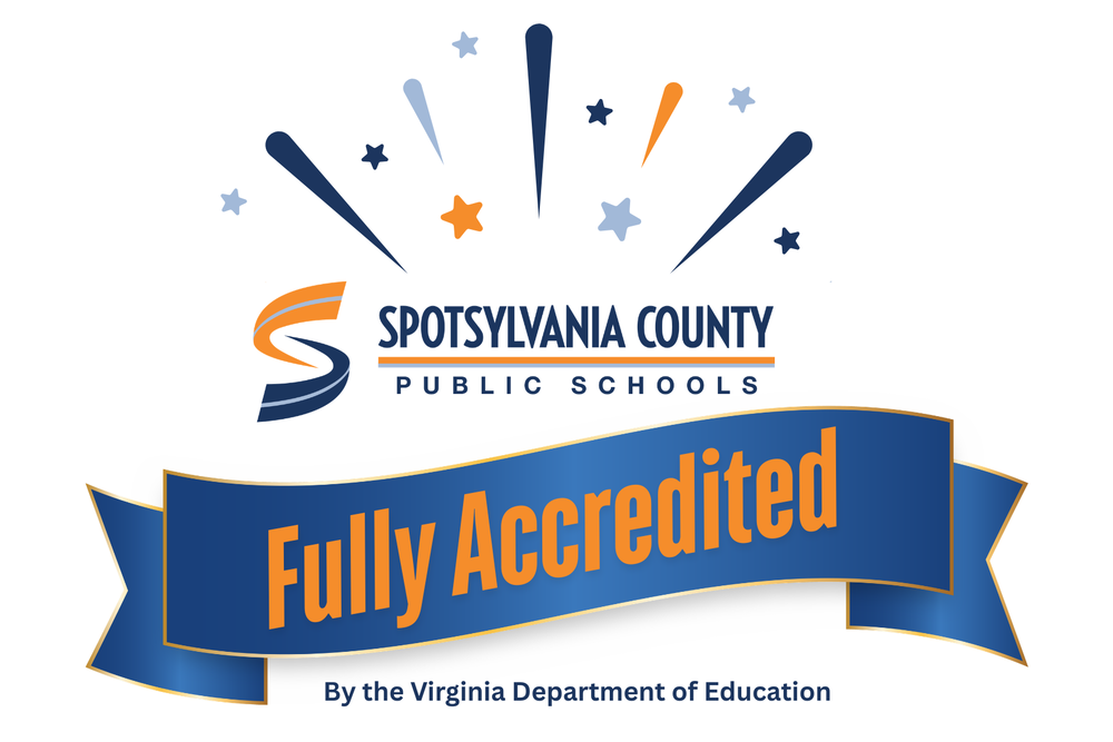 Image of SCPS Fully Accredited Banner with stars and confetti