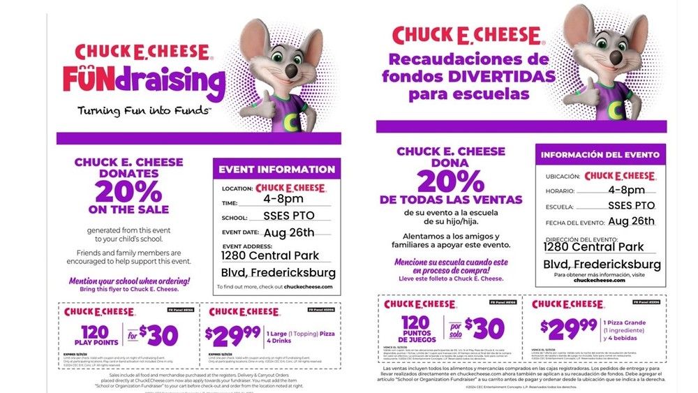 Information about Chuck E Cheese night
