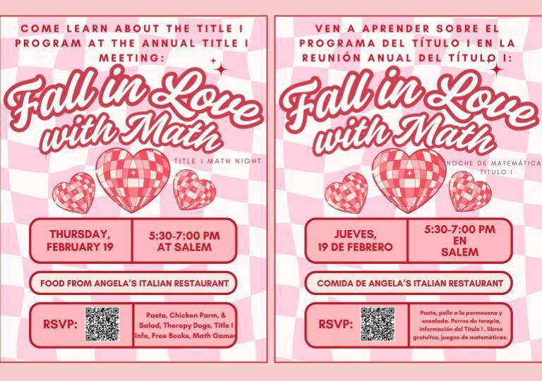 Poster for Salem Title I Math Night