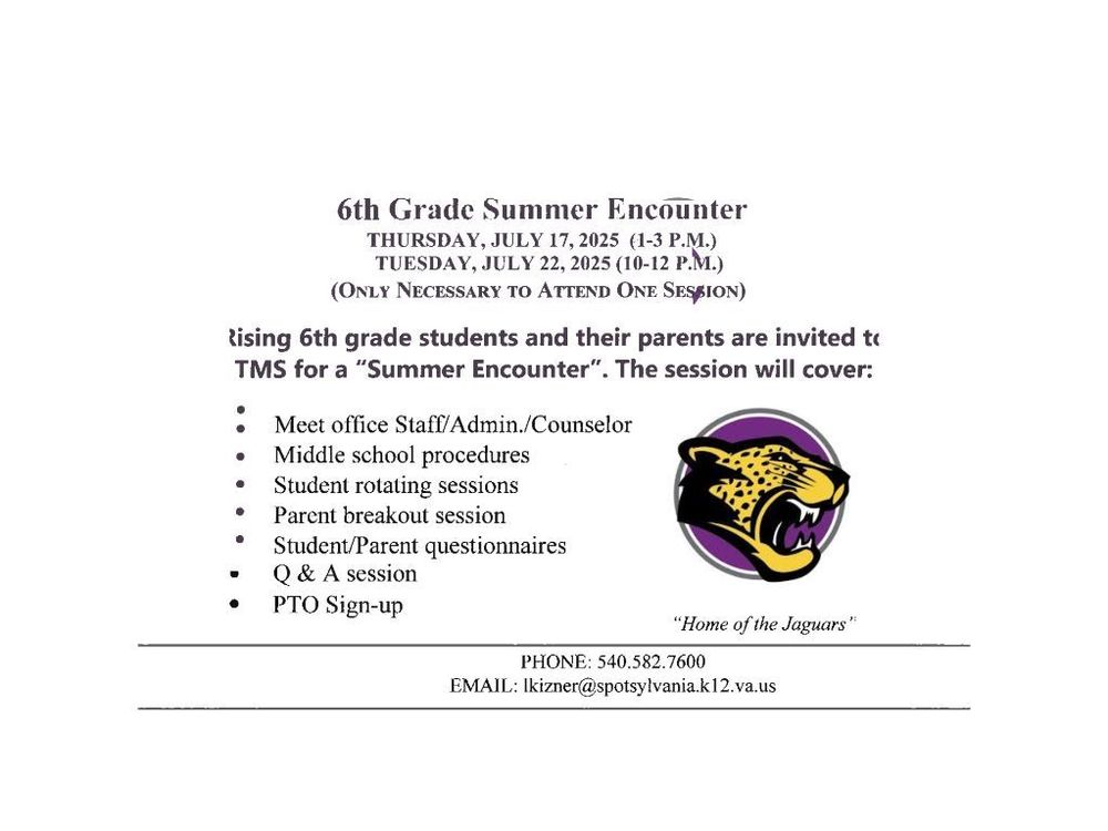 6th Grade Summer Encounter