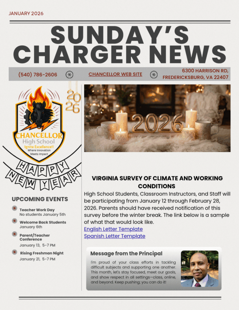 New Year Welcome Back Sunday News, Powder Puff Game 1/29/26 at 5PM, Donate to faculty fund link, VA Survey Climate