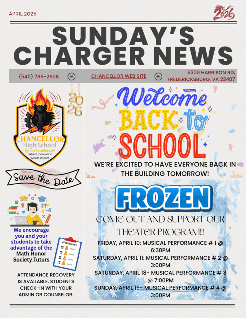 Welcome back from Spring Break, Sr and Jr. pay debt and get ready for prom, ag expo, frozen is coming