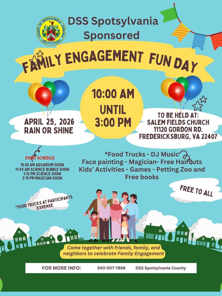 DSS Family Engagement Fun Day April 25 10AM at Salem Fields Church