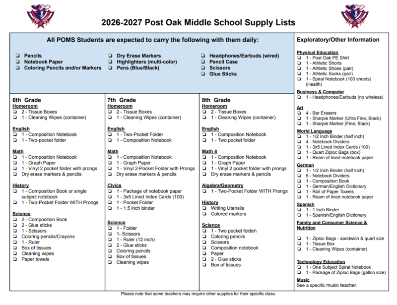 School Supply List Graphic