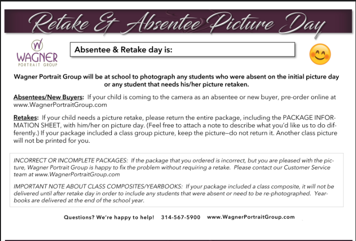 Retake and Absentee Picture Day is Tomorrow