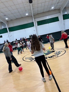 Middle school students enjoying minute to win it games