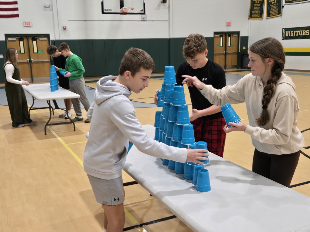 Middle school students enjoying minute to win it games