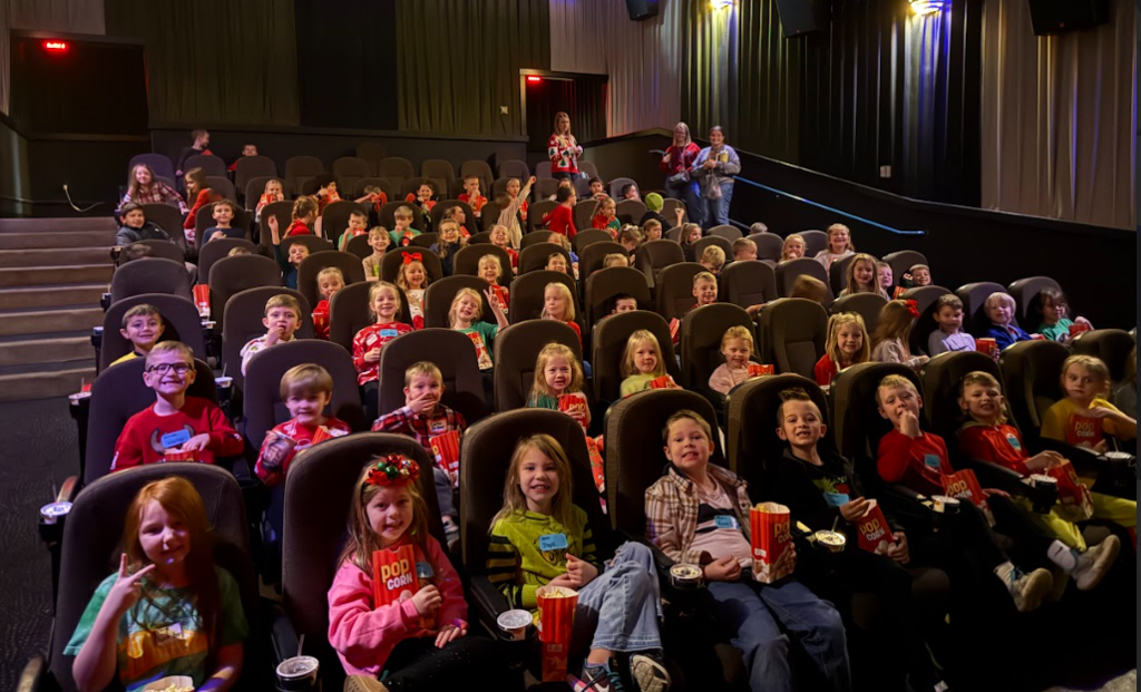Students at the movie theater