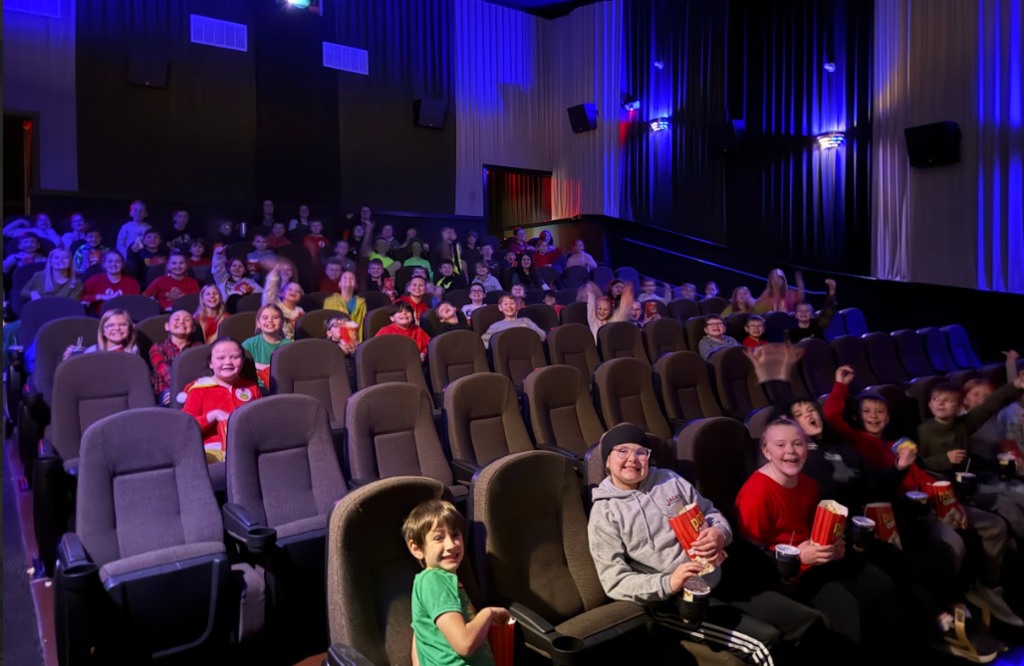 Students at the movie theater