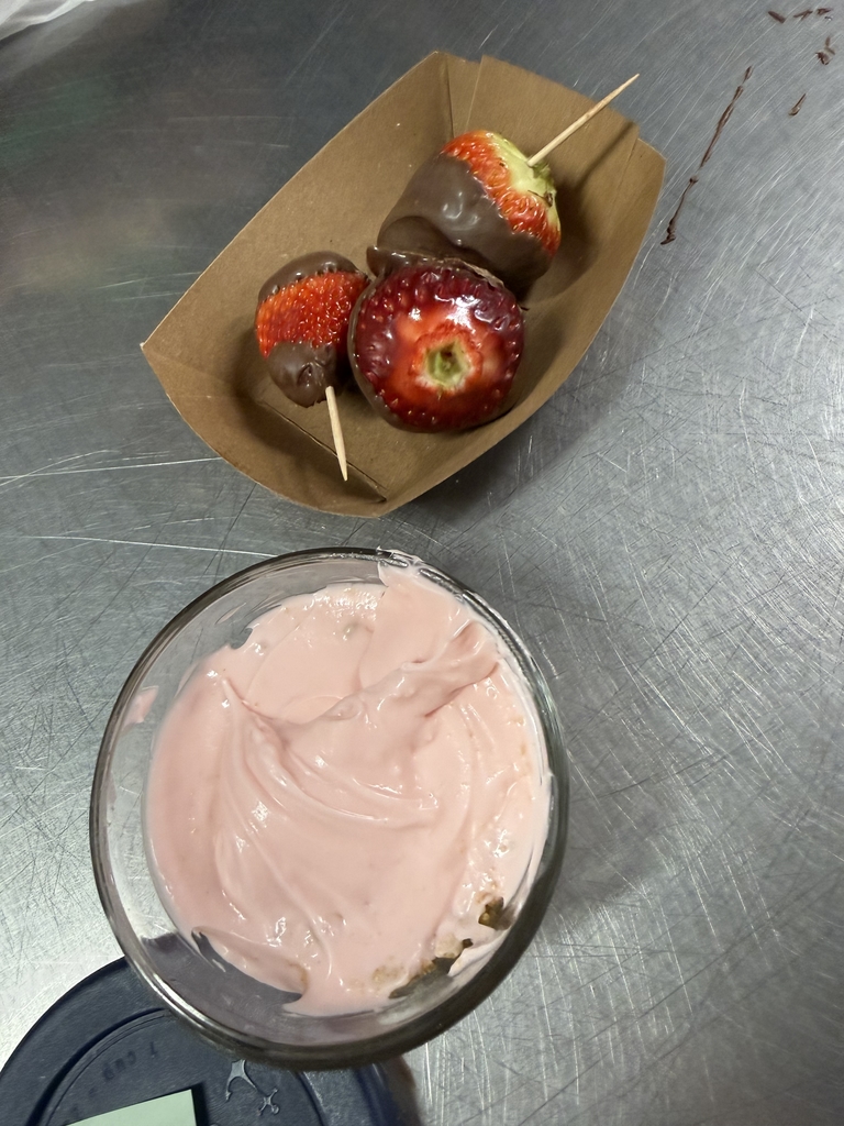 Culinary club made chocolate dipped strawberries and mini cheesecakes