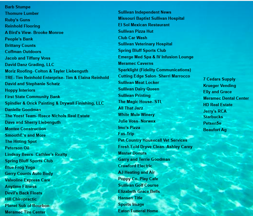 A list of all who donated to the SBEF Dinner Auction 2026