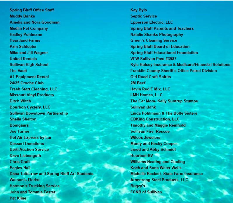 A list of all who donated to the SBEF Dinner Auction 2026