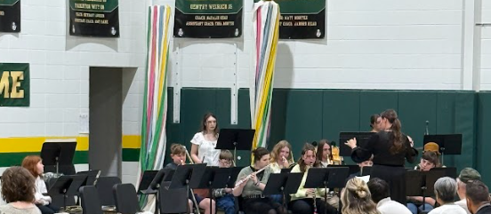 Students in band playing