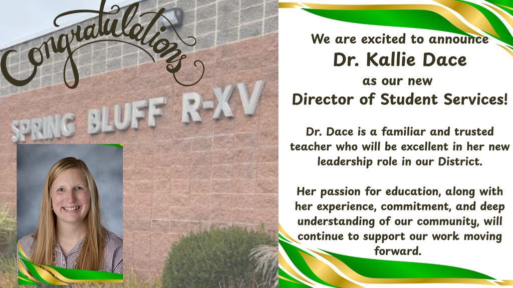 Congratulations Dr Dace our new Director of Student Services!