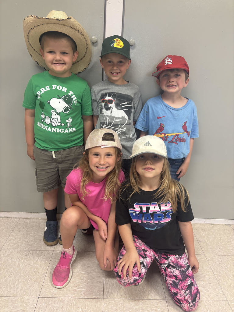 kids wearing hats for spirit week