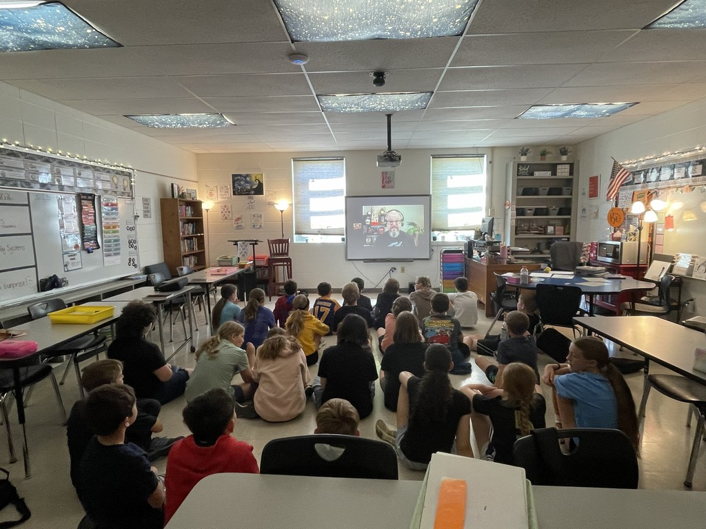 5th Grade students gathered in Mrs. Dugger's classroom for a virtual author visit with Alan Gratz!