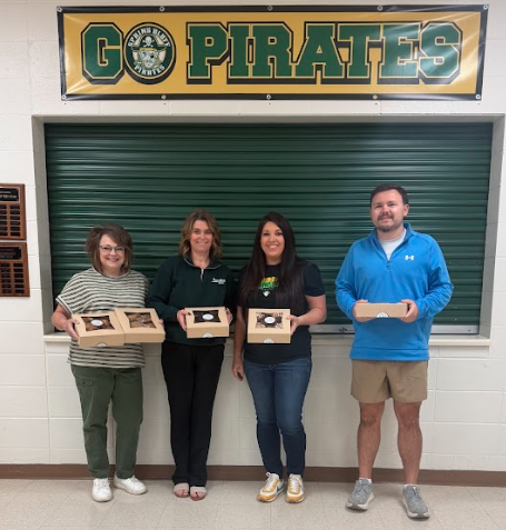 cookies and muffins from Peoples Bank presented to staff 