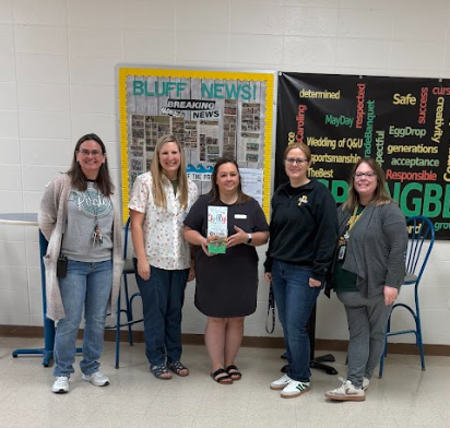 Staff receiving goodies from FCNB for teacher appreciation