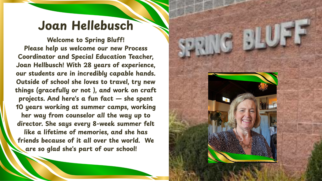 Welcome to Spring Bluff Joan Hellebusch