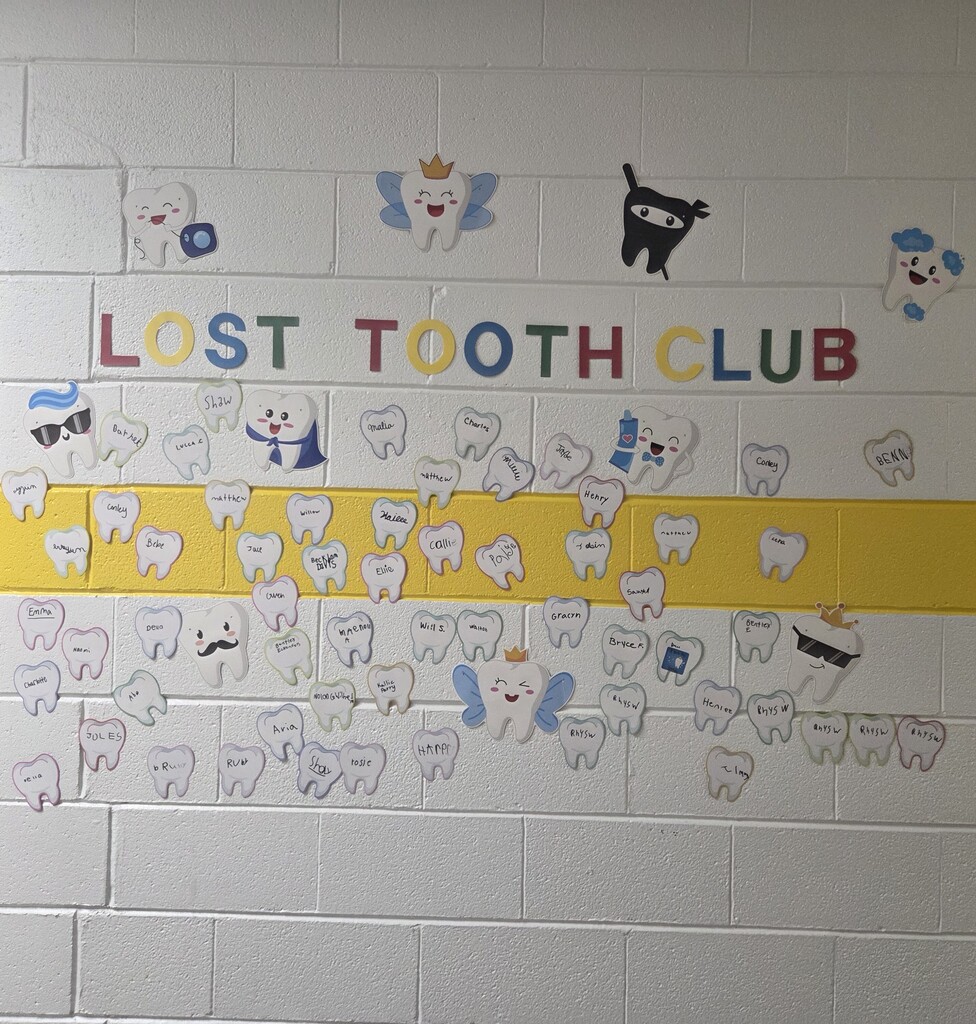a picture of all the names of students who lost teeth this year
