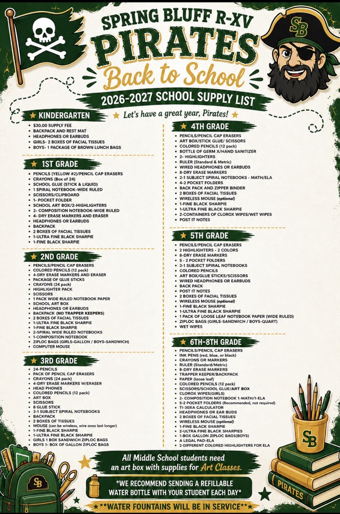school supply lists 