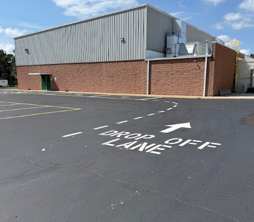 Image of new striping on a parking lot