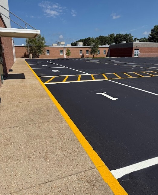 Image of new striping on a parking lot