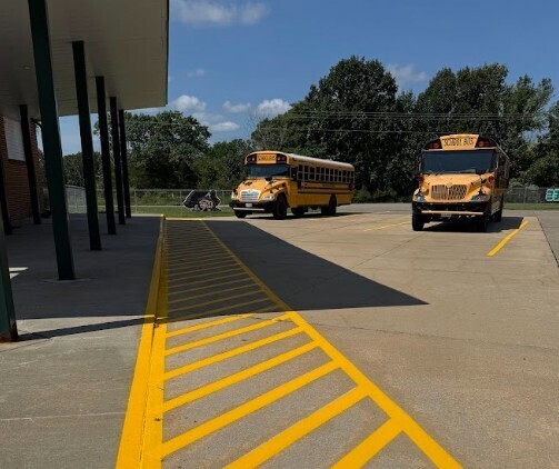 Image of new striping on a parking lot