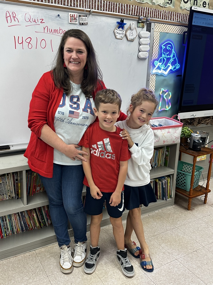 Mrs Sappington 2 third graders red white blue 