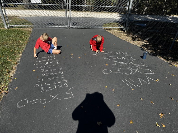 third grade doing multiplication facts outside 