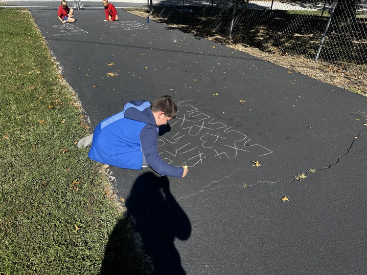 third grade doing multiplication facts outside 