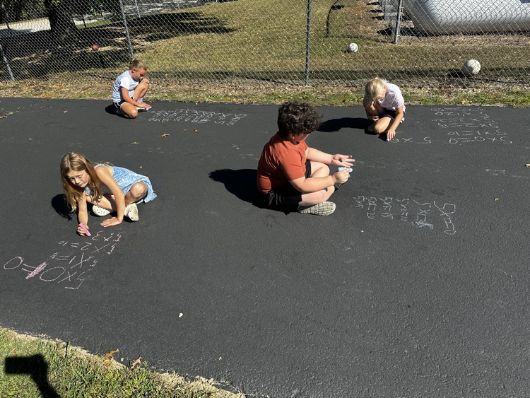 third grade doing multiplication facts outside 