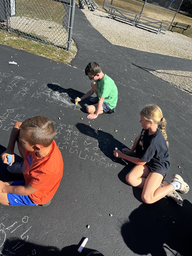 third grade doing multiplication facts outside 