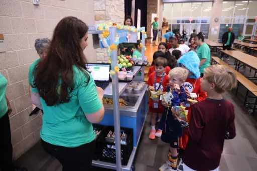 Children waiting in the school lunch line