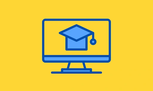 computer screen with graduation cap