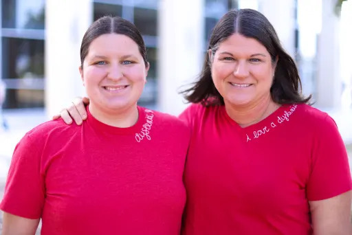 two women smiling