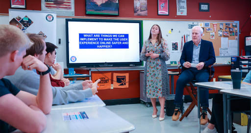 John Cornyn presenting to Memorial High School students